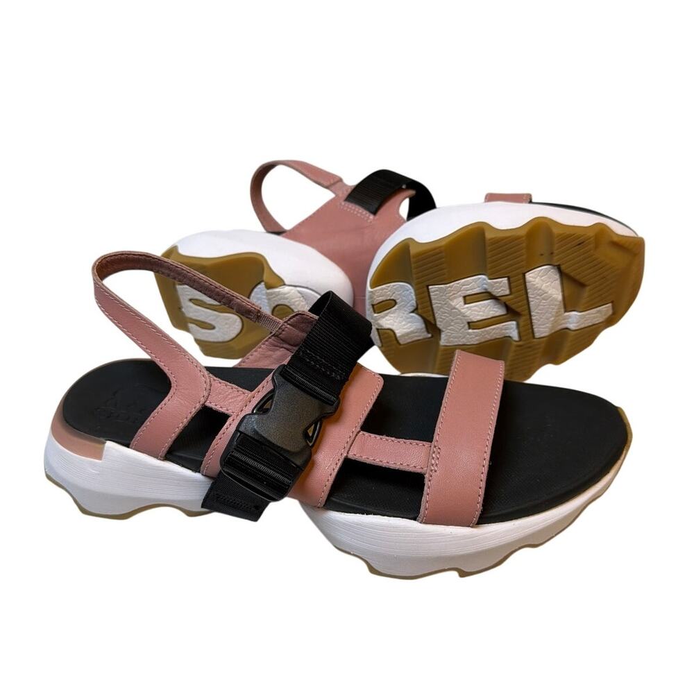 Sorel Kinetic Impact Sling Sandals Sz US 8 EU 39 Eraser Pink Black Leather NWOT